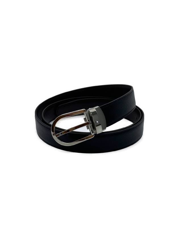 Horseshoe Buckle 30mm Reversible Leather Belt Black Brown - MONTBLANC - BALAAN 3