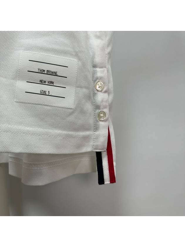 Men's Three Stripes Pocket Mercerized Short Sleeve Polo Shirt White - THOM BROWNE - BALAAN 4