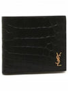 Crocodile Pattern Monogram Half Wallet Black Gold - SAINT LAURENT - BALAAN 2