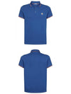 Stripe Trimming Logo Short Sleeve Polo Shirt Blue - MONCLER - BALAAN 5