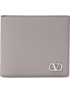 V Logo Signature Half Wallet Grey - VALENTINO - BALAAN 1