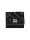 Matelasse Logo Nappa Leather Half Wallet Black - MIU MIU - BALAAN 3