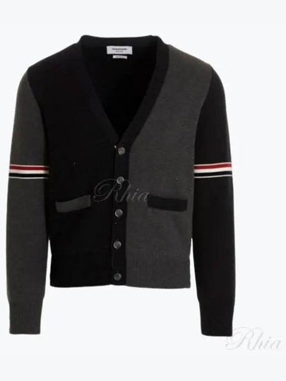 Funmix Cotton ArmBand V-Neck Cardigan Tonal Grey - THOM BROWNE - BALAAN 2