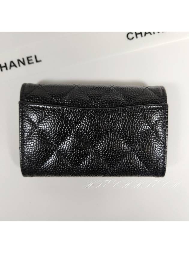 Women s Classic Snap Card Wallet Caviar Black Gold AP0214 - CHANEL - BALAAN 3