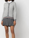 Herringbone Crew Neck Wool Cardigan Light Grey - THOM BROWNE - BALAAN 3