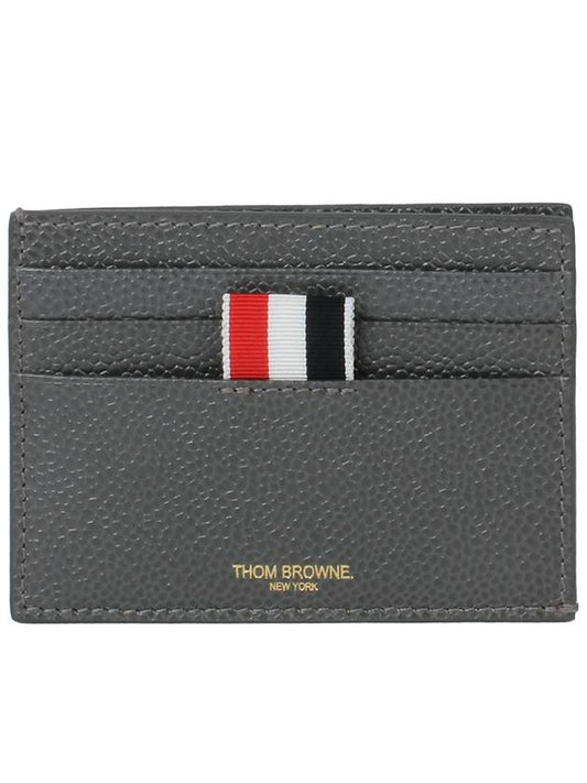 Pebble Calfskin 4-Bar Applique Note Card Wallet Dark Grey - THOM BROWNE - BALAAN 2