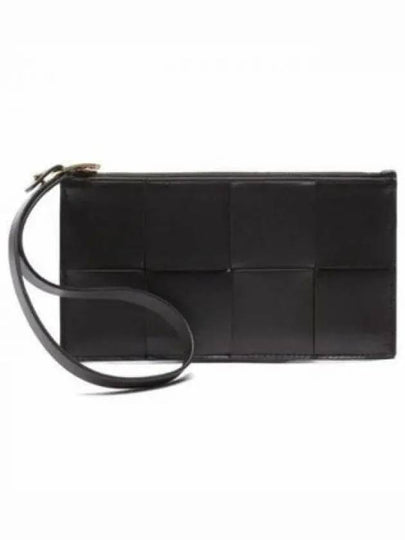 Intrecciato Weaving Gold Zipper Strap Bill Clutch Bag Fondente - BOTTEGA VENETA - BALAAN 2