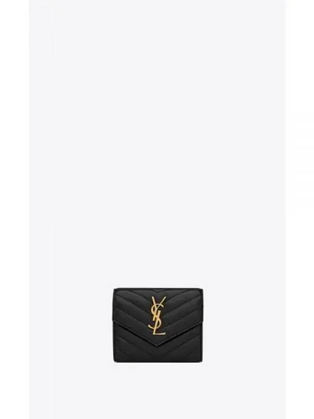 Cassandre Matelasse Compact Quilted Lambskin Half Wallet Black - SAINT LAURENT - BALAAN 2