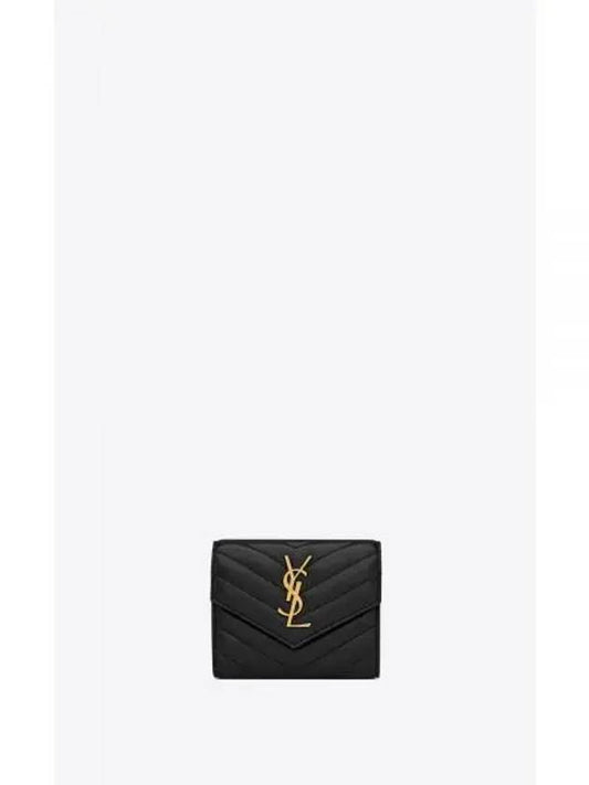 Cassandre Matelasse Compact Quilted Lambskin Half Wallet Black - SAINT LAURENT - BALAAN 2