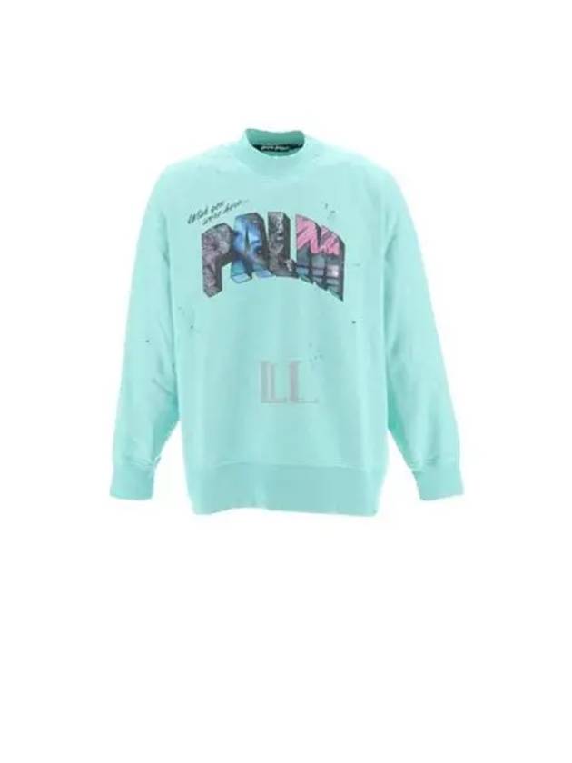 Graphic Logo Print Sweatshirt Blue - PALM ANGELS - BALAAN 2