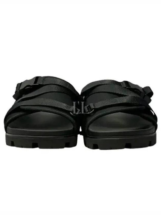 logo buckle strap slippers black - PRADA - BALAAN 2