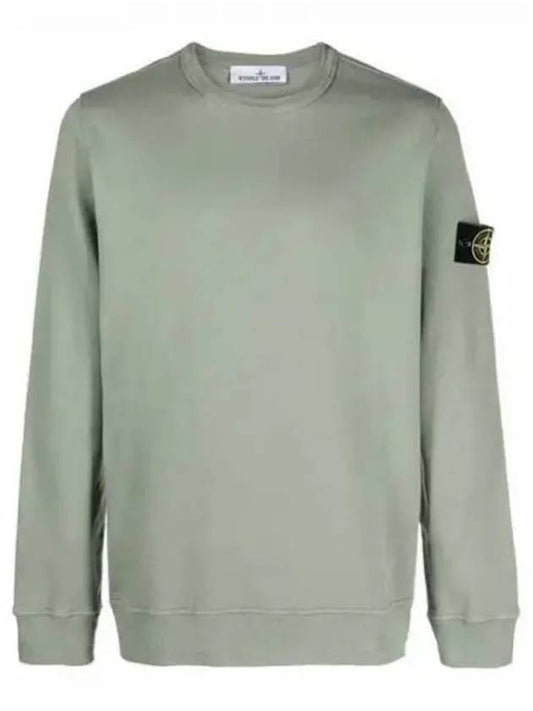 Brushed Cotton Fleece Garment Dyed Crewneck Sweatshirt Sage Green - STONE ISLAND - BALAAN 2