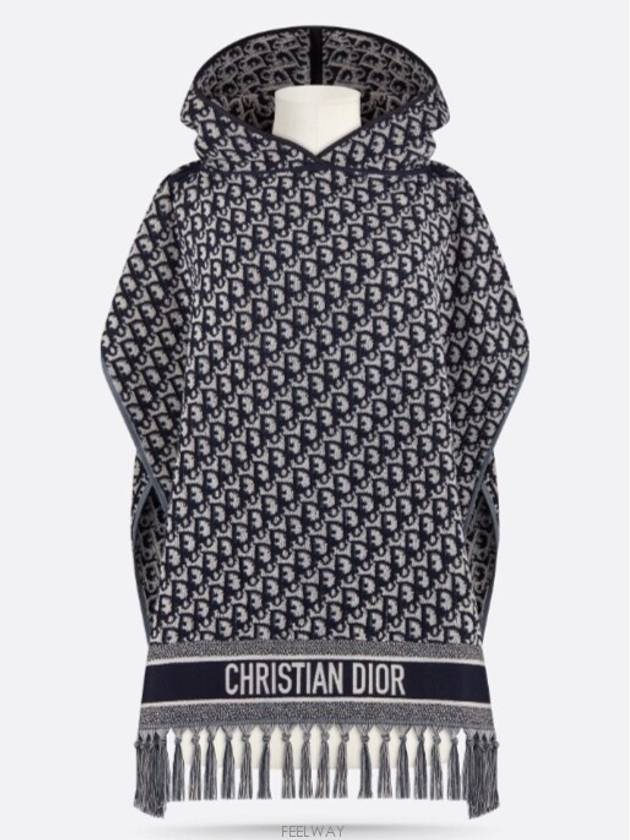 Oblique Hoodie Poncho Cotton Navy Blue - DIOR - BALAAN 2