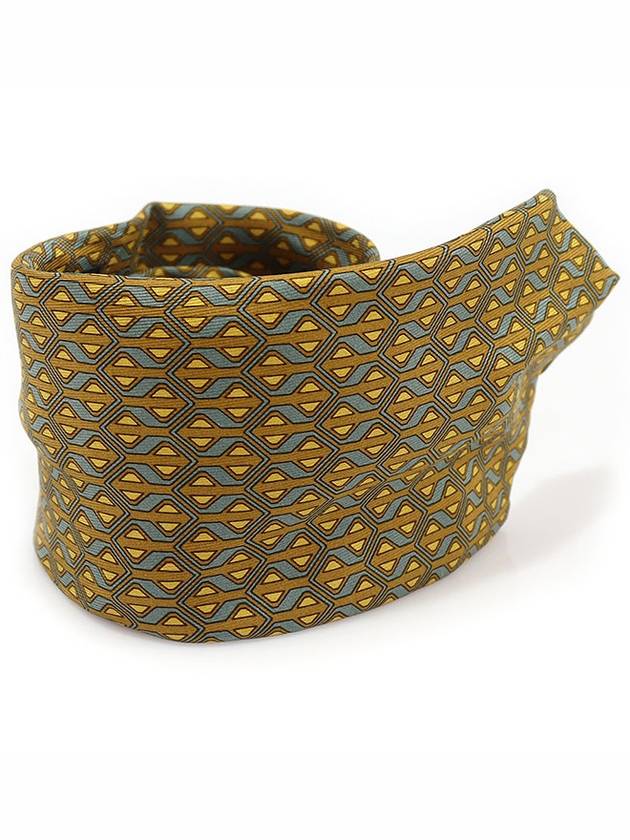 900 HA 100 silk olive green patterned tie - HERMES - BALAAN 2