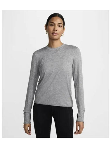 Dry Fit Swift Element UV Crew Neck Running Top W Smoke Gray Light Heather FB4298 084 - NIKE - BALAAN 1