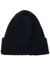 Lens Wappen Ribbed Wool Beanie Black - CP COMPANY - BALAAN 3