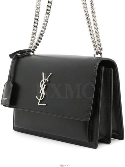 Sunset bag monogram chain medium black silver engraving 442906 - SAINT LAURENT - BALAAN 2