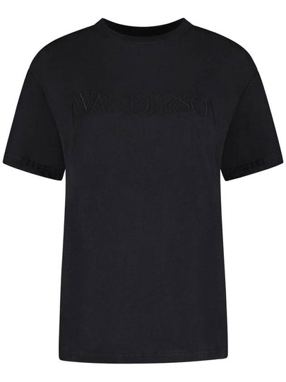 Embroidery Logo Cotton Short Sleeve T-Shirt Black - JW ANDERSON - BALAAN 2