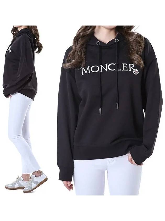 Logo patch typo volume embroidery women's hooded tshirt 8G00016 89A1K 999 - MONCLER - BALAAN 1