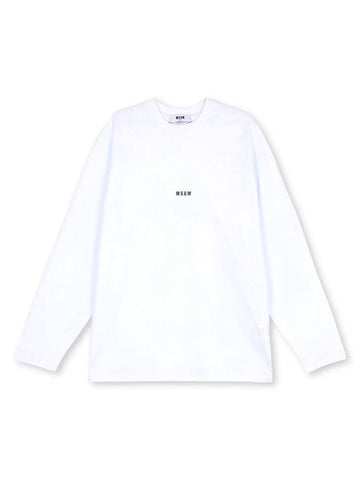 Micro Logo Print Long Sleeve T-Shirt White - MSGM - BALAAN 1