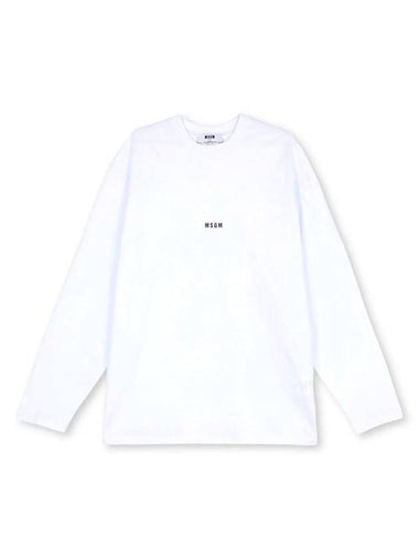 Micro Logo Print Long Sleeve T-Shirt White - MSGM - BALAAN 1