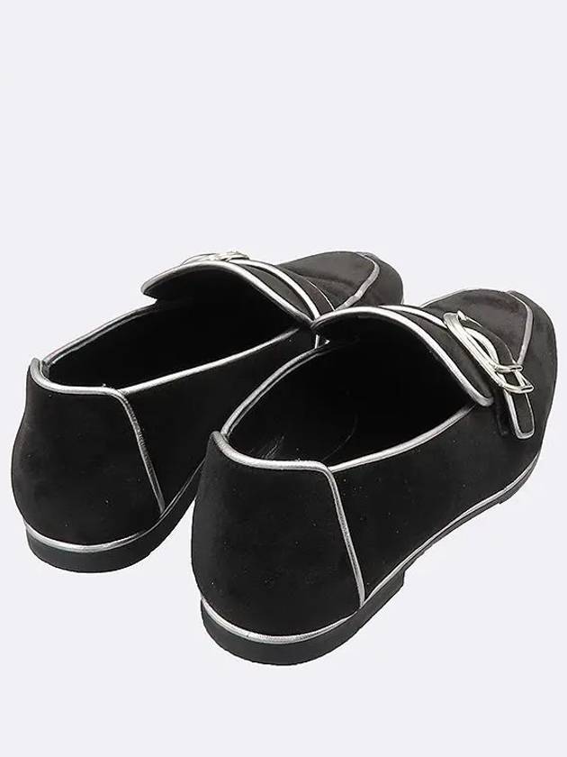 Black velvet silver line decoration women s loafers size 35 - HERMES - BALAAN 5