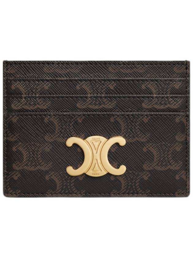 Triomphe Card Holder in Triomphe Canvas Tan - CELINE - BALAAN 10