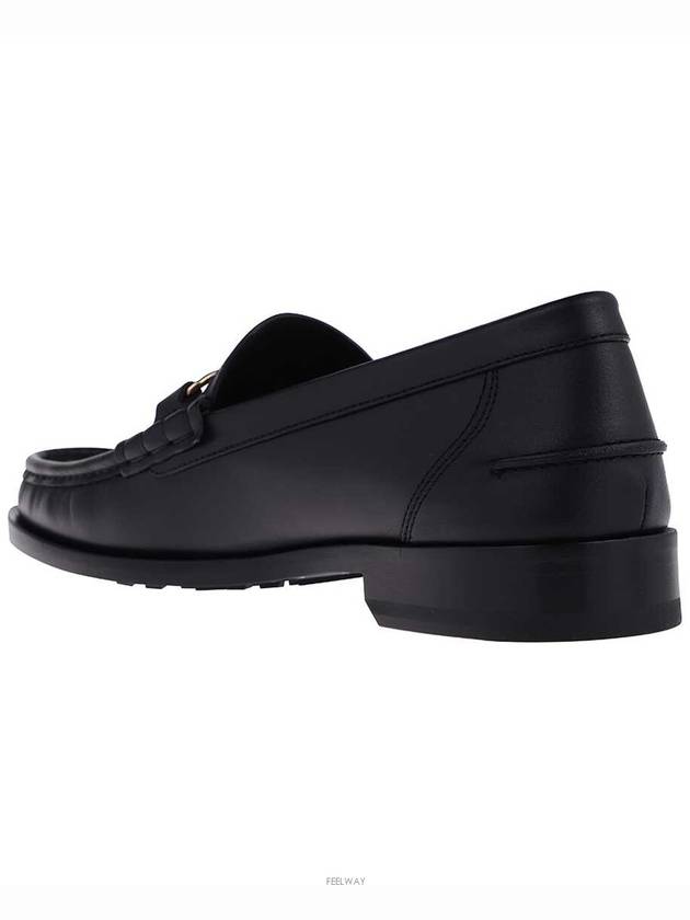 FF O Rock Fabric Leather Loafers Black Brown - FENDI - BALAAN 4
