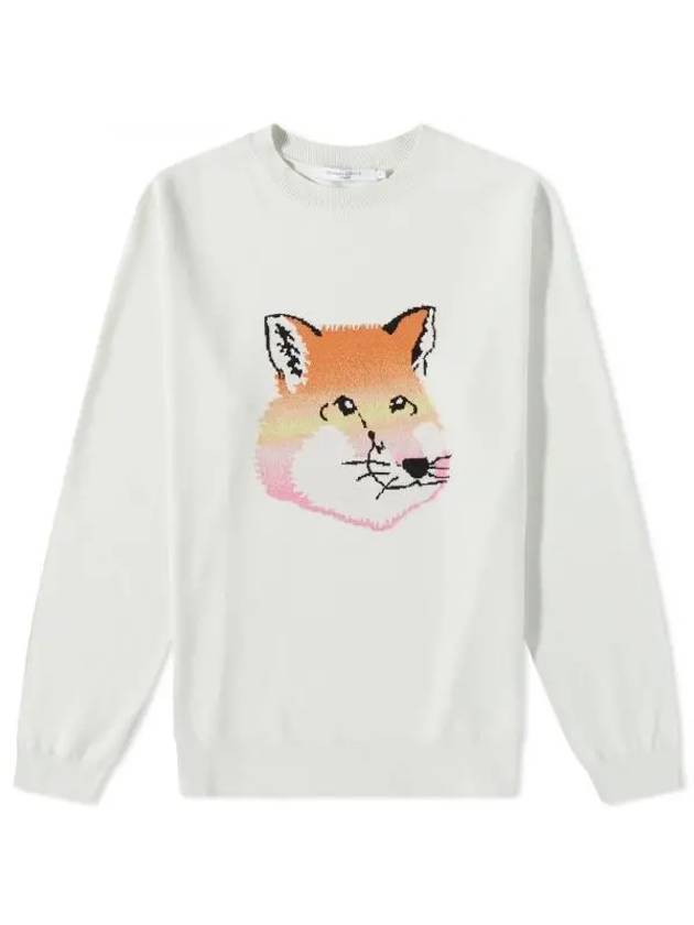 Vibrant Fox Head Intarsia Comfort Knit Top Blue Haze - MAISON KITSUNE - BALAAN 1