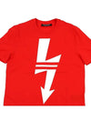 Women s Big Lightning Short Sleeve T Shirt Red PBJT478A - NEIL BARRETT - BALAAN 7