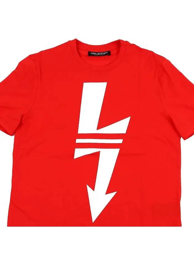 Women s Big Lightning Short Sleeve T Shirt Red PBJT478A - NEIL BARRETT - BALAAN 7