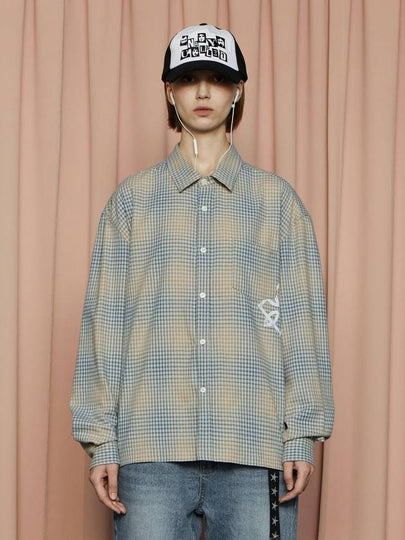 Symbol Check Shirt Blue Beige - UNALLOYED - BALAAN 2