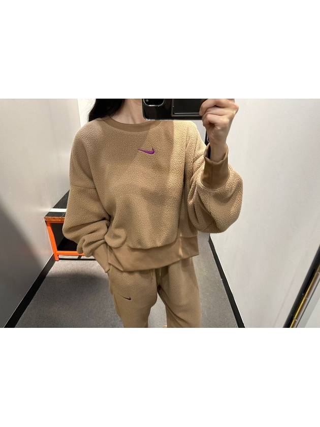 Embroidered Logo Fleece Sweatshirt Camel - NIKE - BALAAN 2