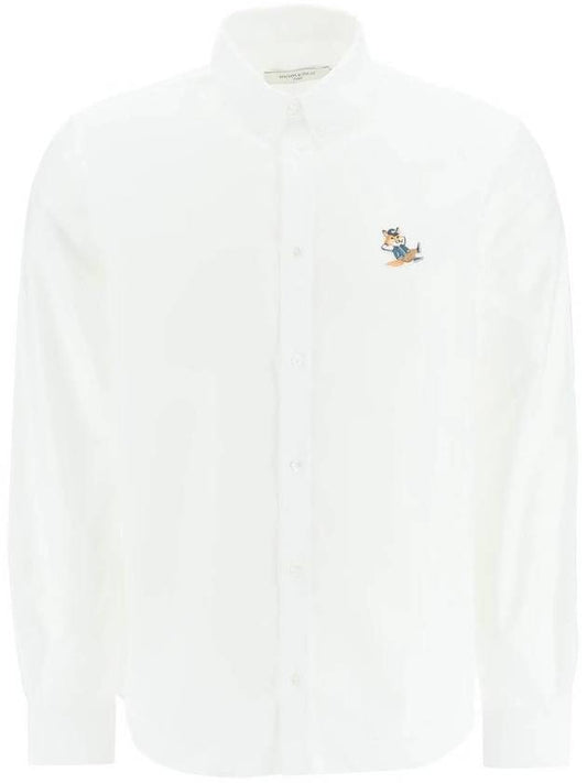 Dressed Fox Patch Relaxed Long Sleeve Shirt White - MAISON KITSUNE - BALAAN 1