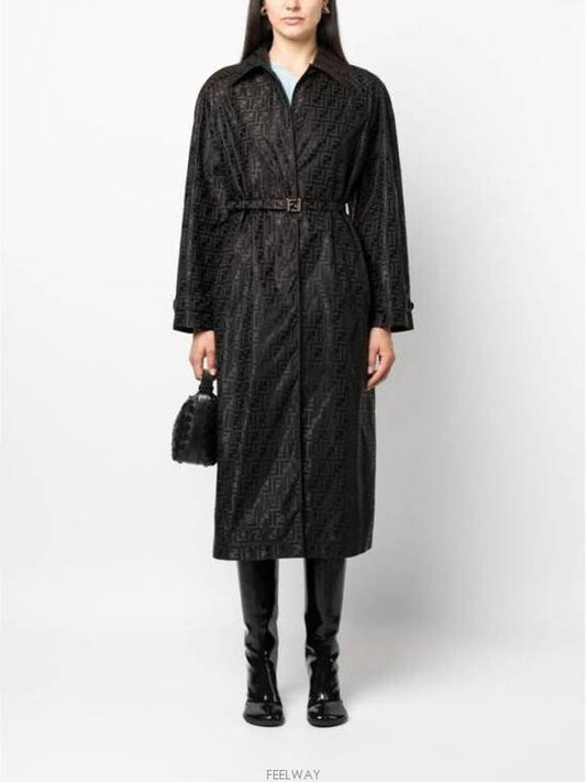 Cotton Blend Trench Coat Black - FENDI - BALAAN 2