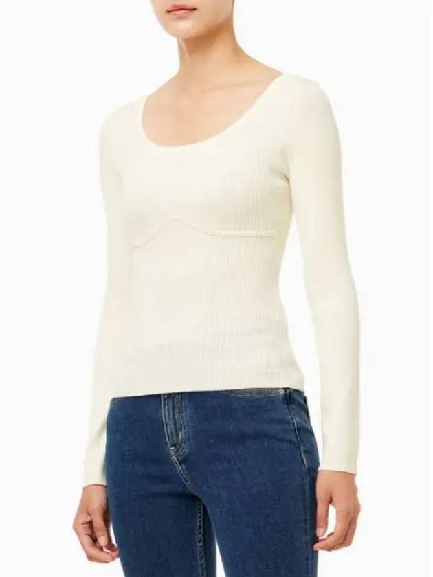 JEANS Women s Rib Sweater Ivory J224561YBI - CALVIN KLEIN - BALAAN 1