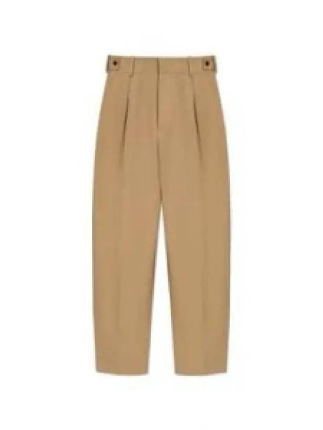 High-waisted Cotton Slacks Beige - BOTTEGA VENETA - BALAAN 2