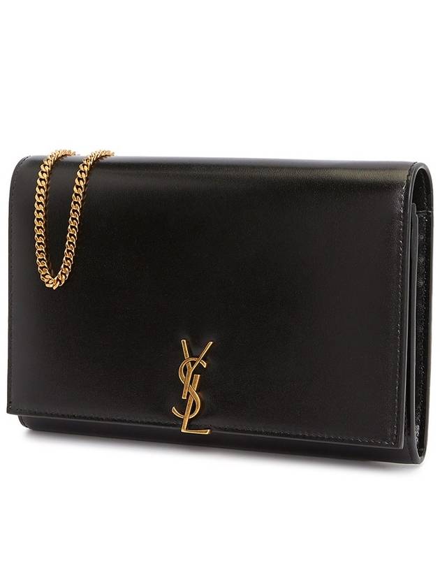 Monogram Chain Glossy Leather Shoulder Bag Black - SAINT LAURENT - BALAAN 4