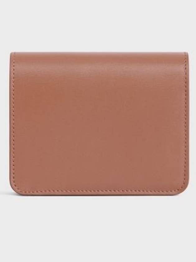 Triomphe Compact Shiny Calfskin Half Wallet Brown - CELINE - BALAAN 4