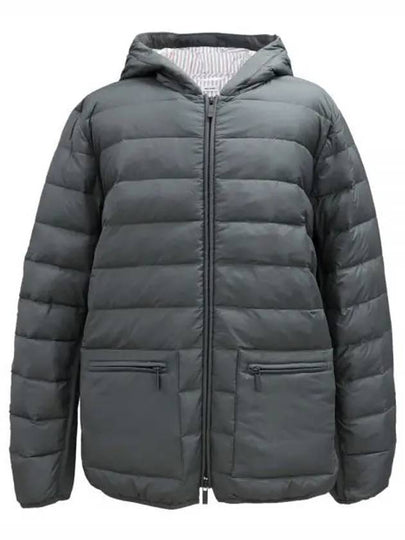 Ultra Light Nylon Hooded Down Padding Grey - THOM BROWNE - BALAAN 2