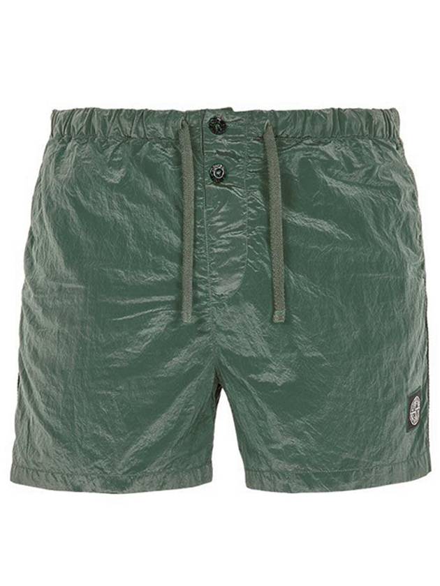 Logo Patch Swim Shorts Khaki - STONE ISLAND - BALAAN.