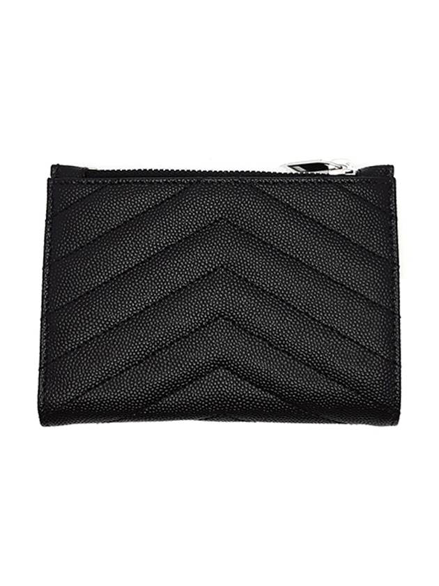 Matelasse Monogram Quilting Zipper Card Wallet Black - SAINT LAURENT - BALAAN 3