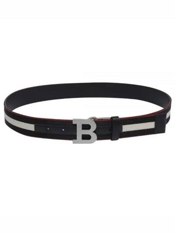 B Buckle Fabric Belt Black Multi BBUCKLE35MT - BALLY - BALAAN 1