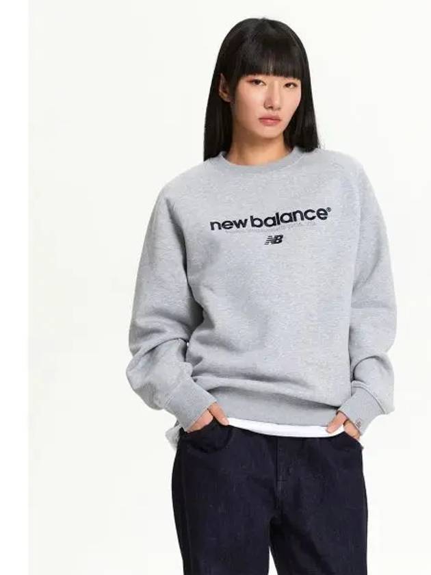 NBNCE41913 UNI ESS lettering brushed sweatshirt GRAY - NEW BALANCE - BALAAN 1