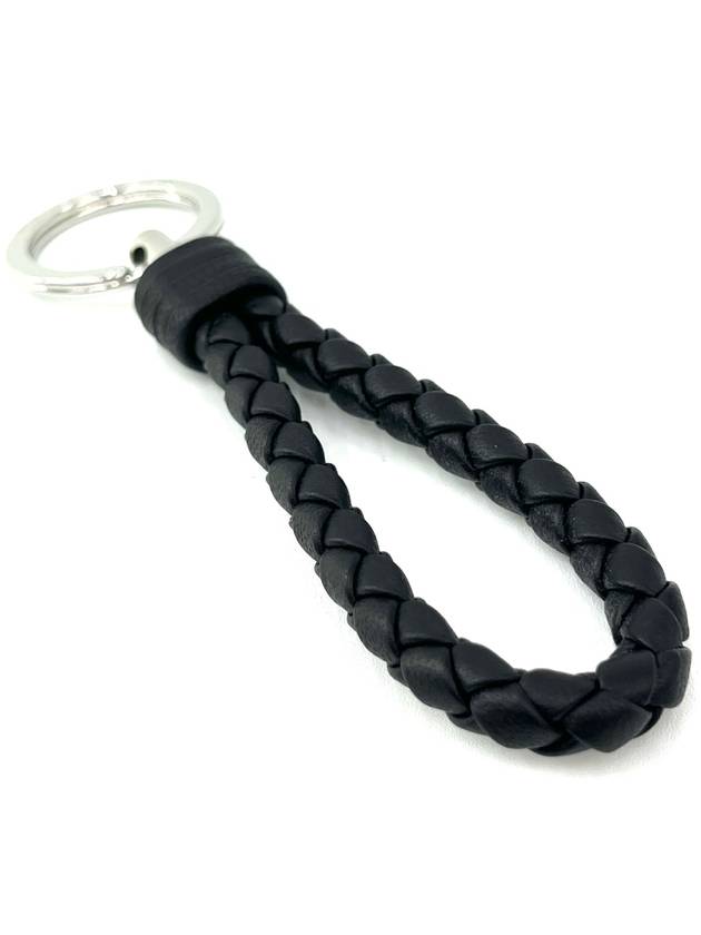 Intrecciato Leather Key Holder Black - BOTTEGA VENETA - BALAAN 4