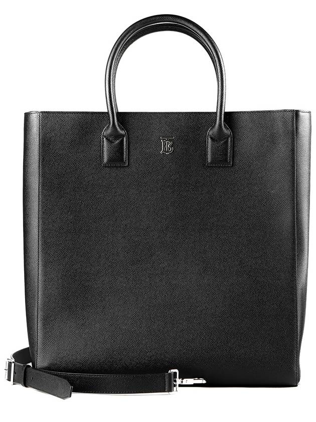 Monogram Motif Slim Leather Tote Bag Black - BURBERRY - BALAAN 2