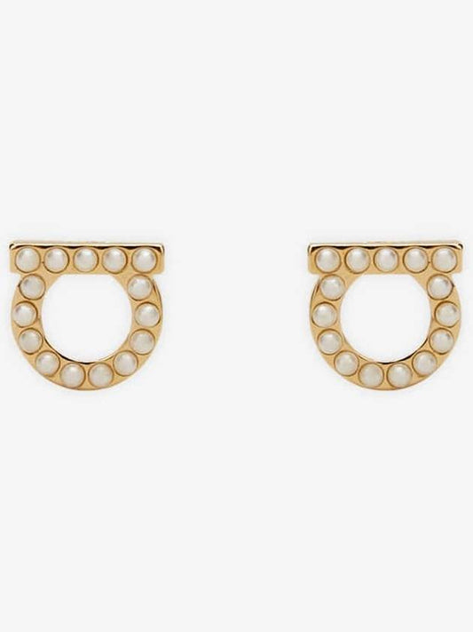 Gancini Pearl Earrings Gold - SALVATORE FERRAGAMO - BALAAN 2