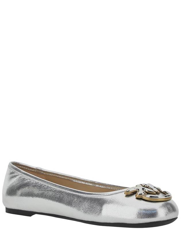 Metallic 'Gioia 03' Ballet Shoes With Love Birds Diamond Cut Logo On The Front In Laminated Leather Woman - PINKO - BALAAN 2