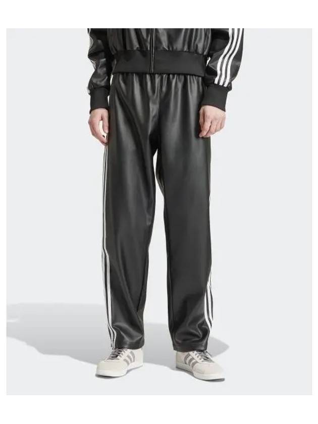 3 Stripes Firebird Faux Leather Straight Pants Black - ADIDAS - BALAAN 2