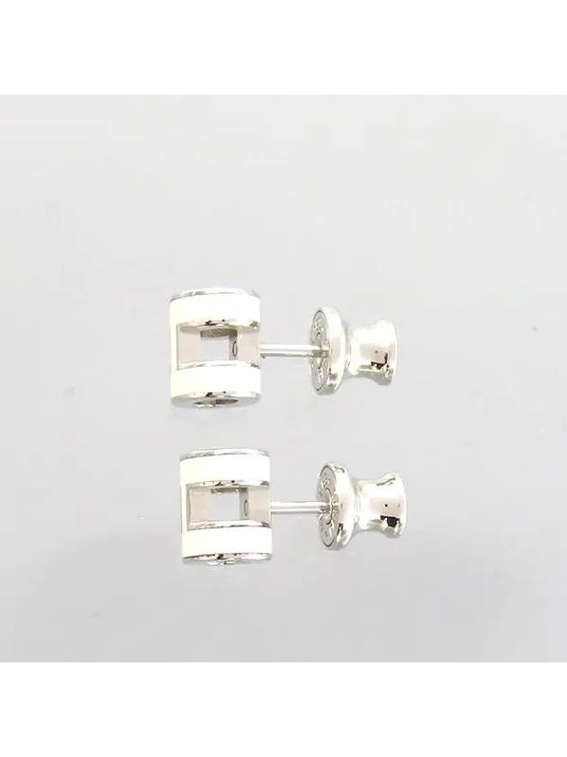 Pop ash white color mini H logo earrings - HERMES - BALAAN 3